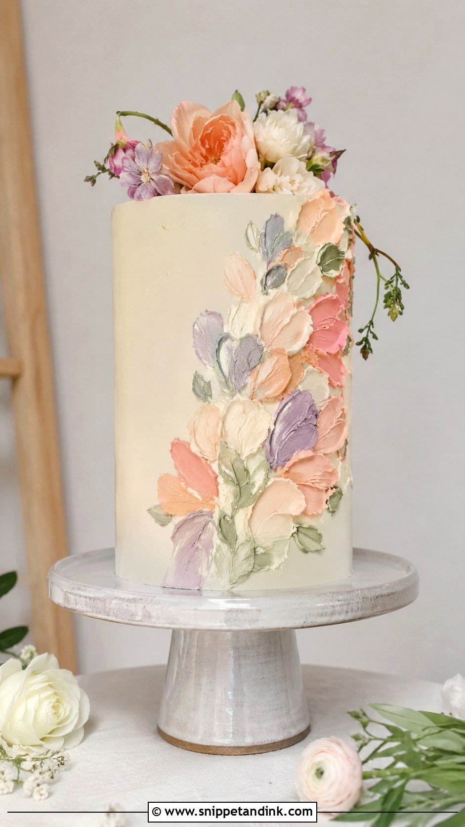 Swiss Meringue Buttercream Palette Knife Wedding Cake - Snippet and Ink - 25 Swiss Meringue Buttercream Wedding Cake Ideas