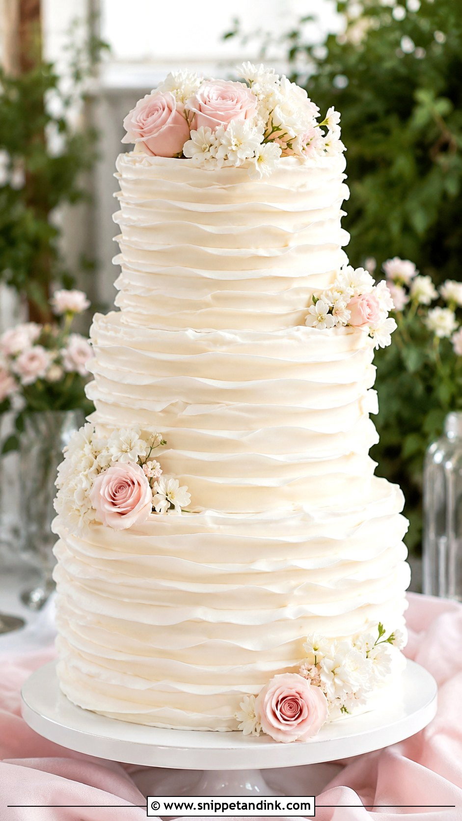 Swiss Meringue Buttercream Ruffle Wedding Cake - Snippet and Ink - 25 Swiss Meringue Buttercream Wedding Cake Ideas