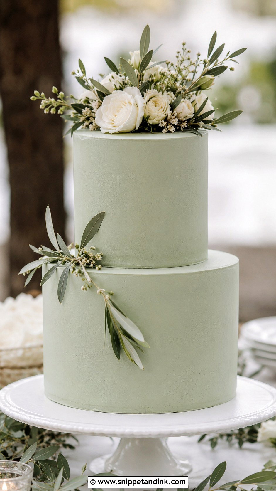 Swiss Meringue Buttercream Sage Green Wedding Cake - Snippet and Ink - 25 Swiss Meringue Buttercream Wedding Cake Ideas