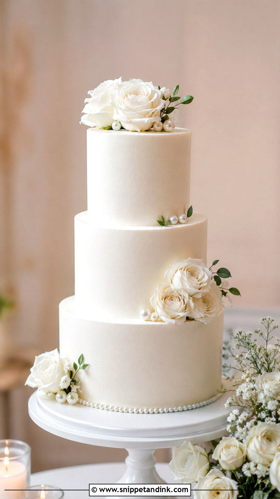 Swiss Meringue Buttercream Smooth Wedding Cake - Snippet and Ink - 25 Swiss Meringue Buttercream Wedding Cake Ideas
