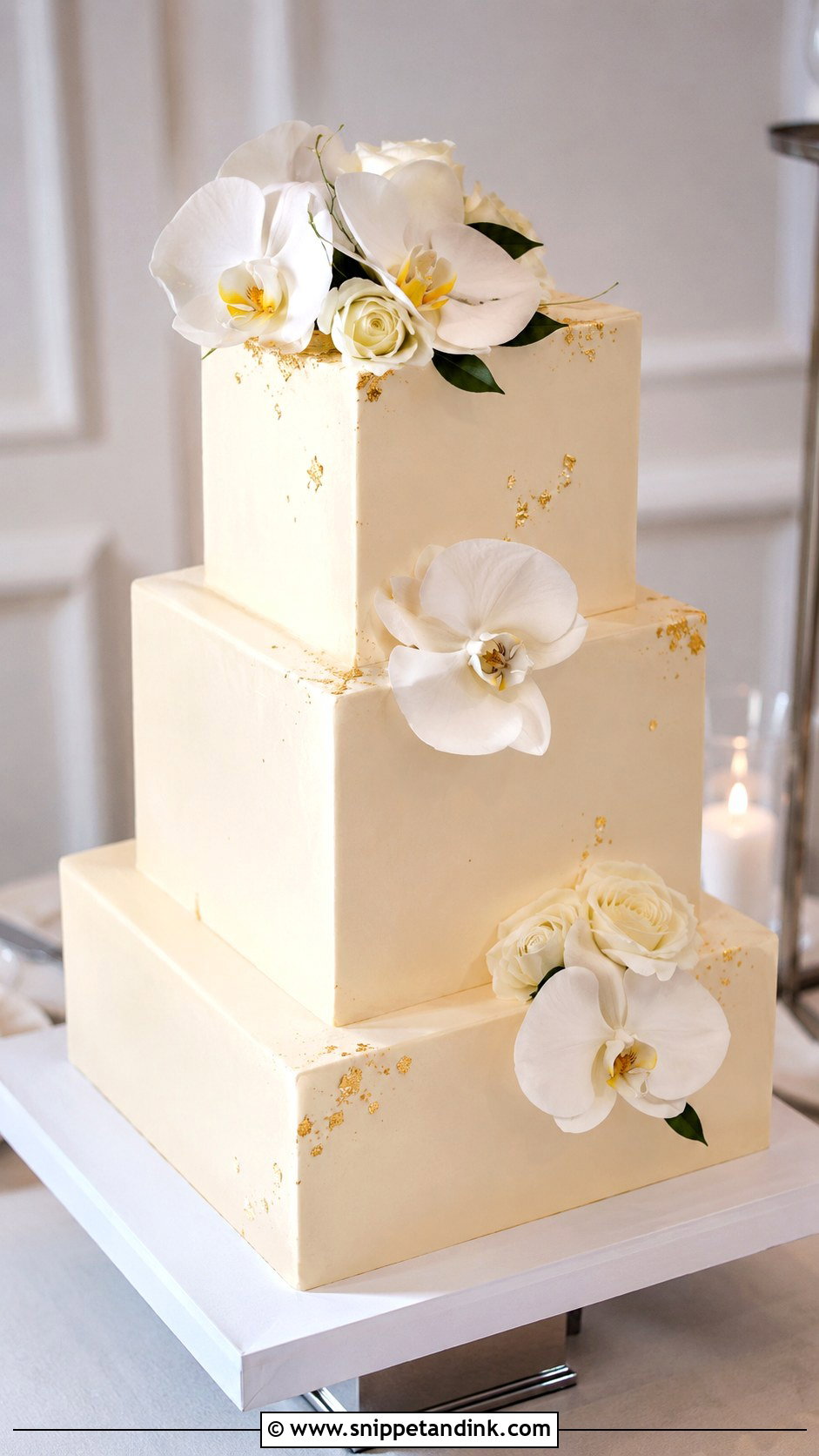 Swiss Meringue Buttercream Square Wedding Cake - Snippet and Ink - 25 Swiss Meringue Buttercream Wedding Cake Ideas