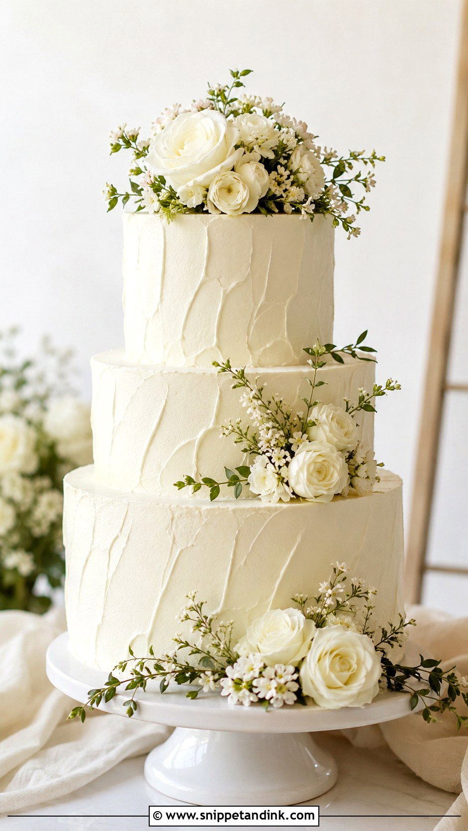 Swiss Meringue Buttercream Textured Wedding Cake - Snippet and Ink - 25 Swiss Meringue Buttercream Wedding Cake Ideas