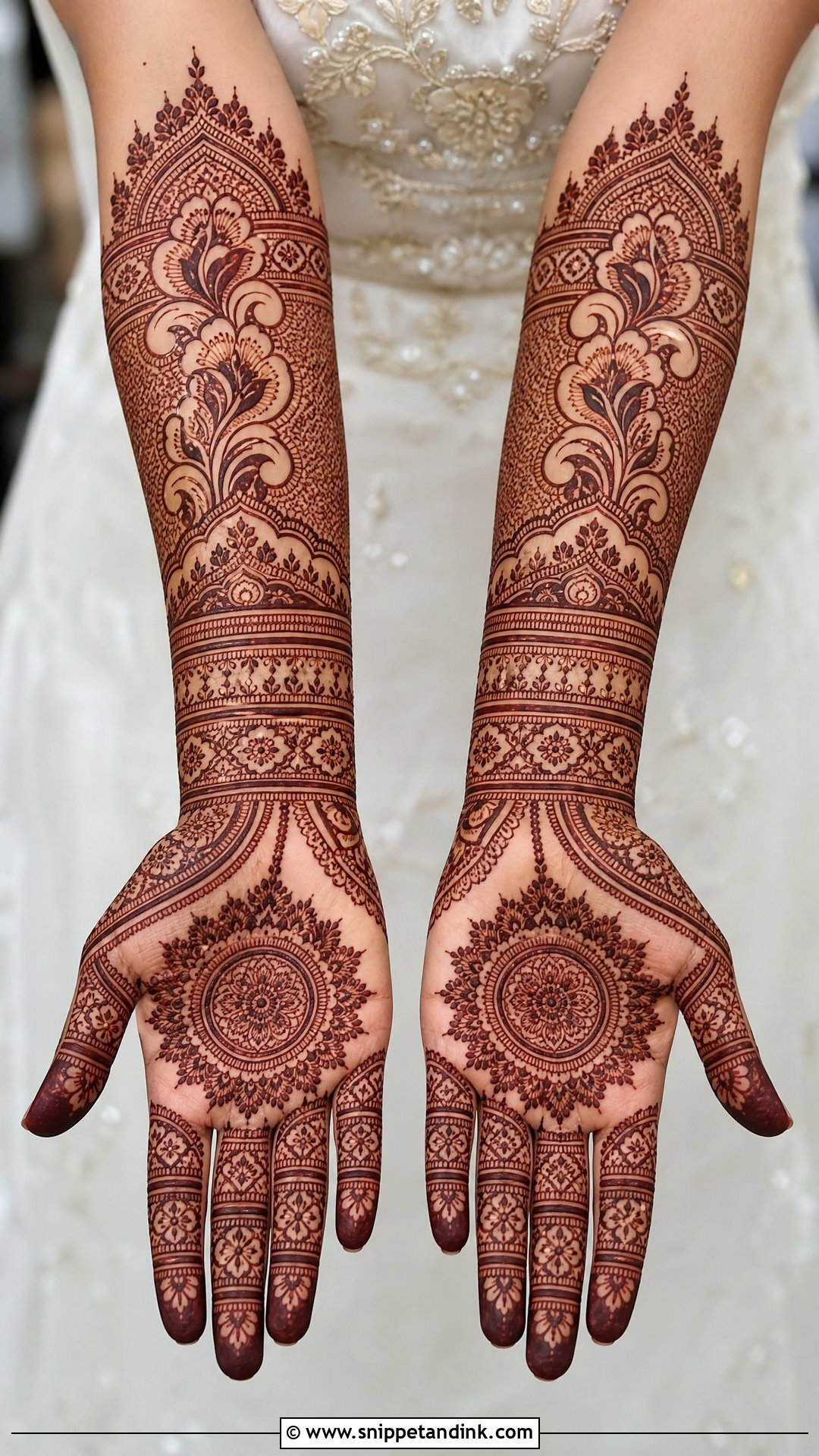 Symmetrical Bridal Full Hand Mehndi Design - Snippet and Ink - 25 Bridal Full Hand Mehndi Designs