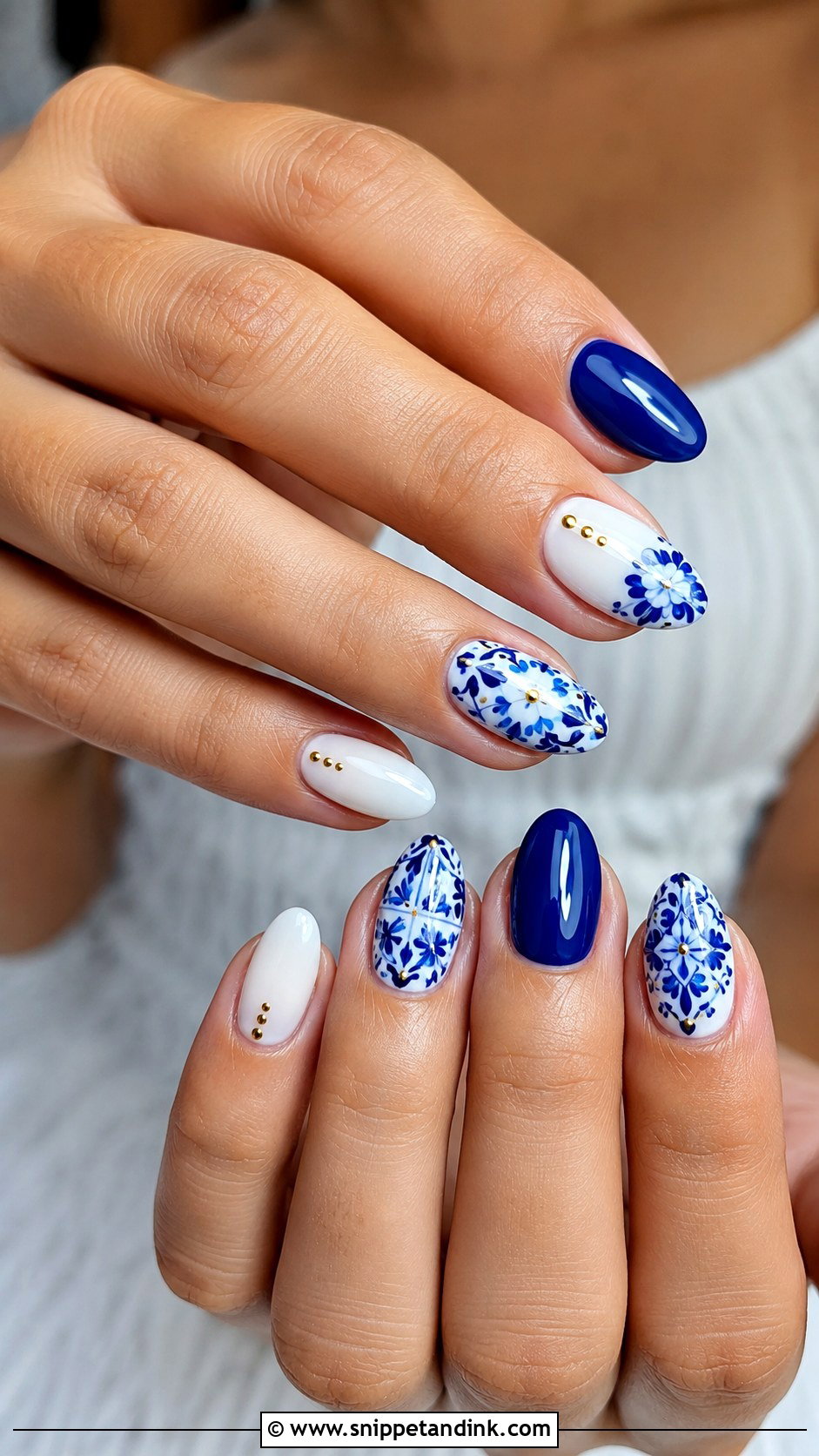 Talavera Blue Wedding Nails - Snippet and Ink - 20 Mexican Wedding Nails