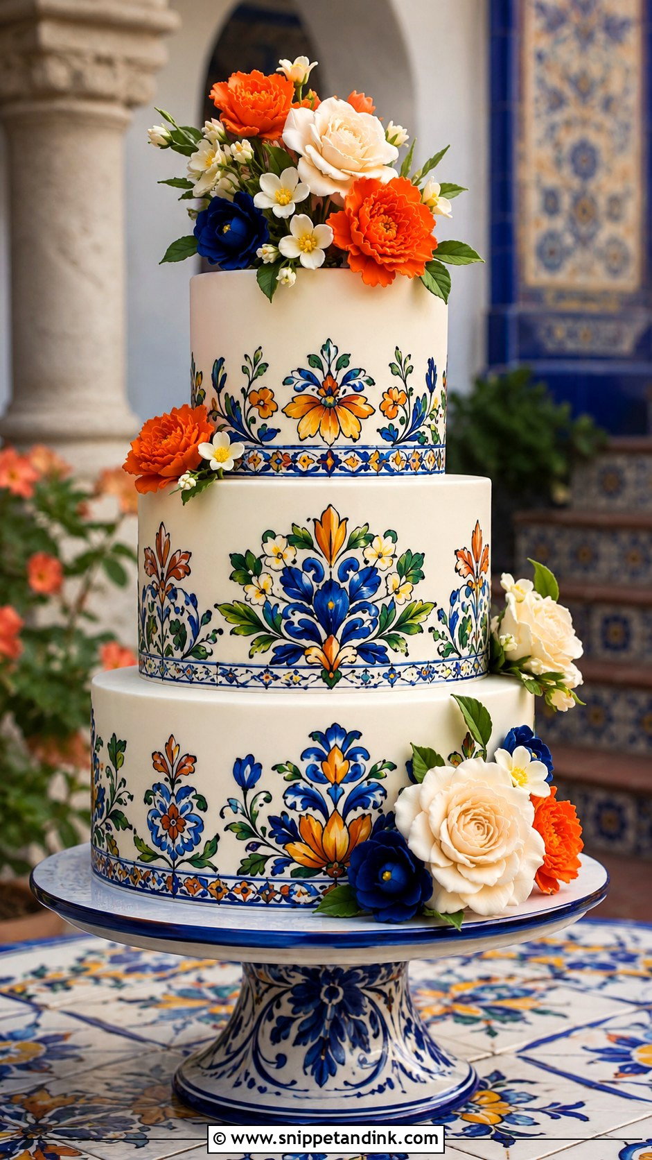 Talavera Wedding Cake - Snippet and Ink - 20 Mexican Inspired Wedding Cake Ideas