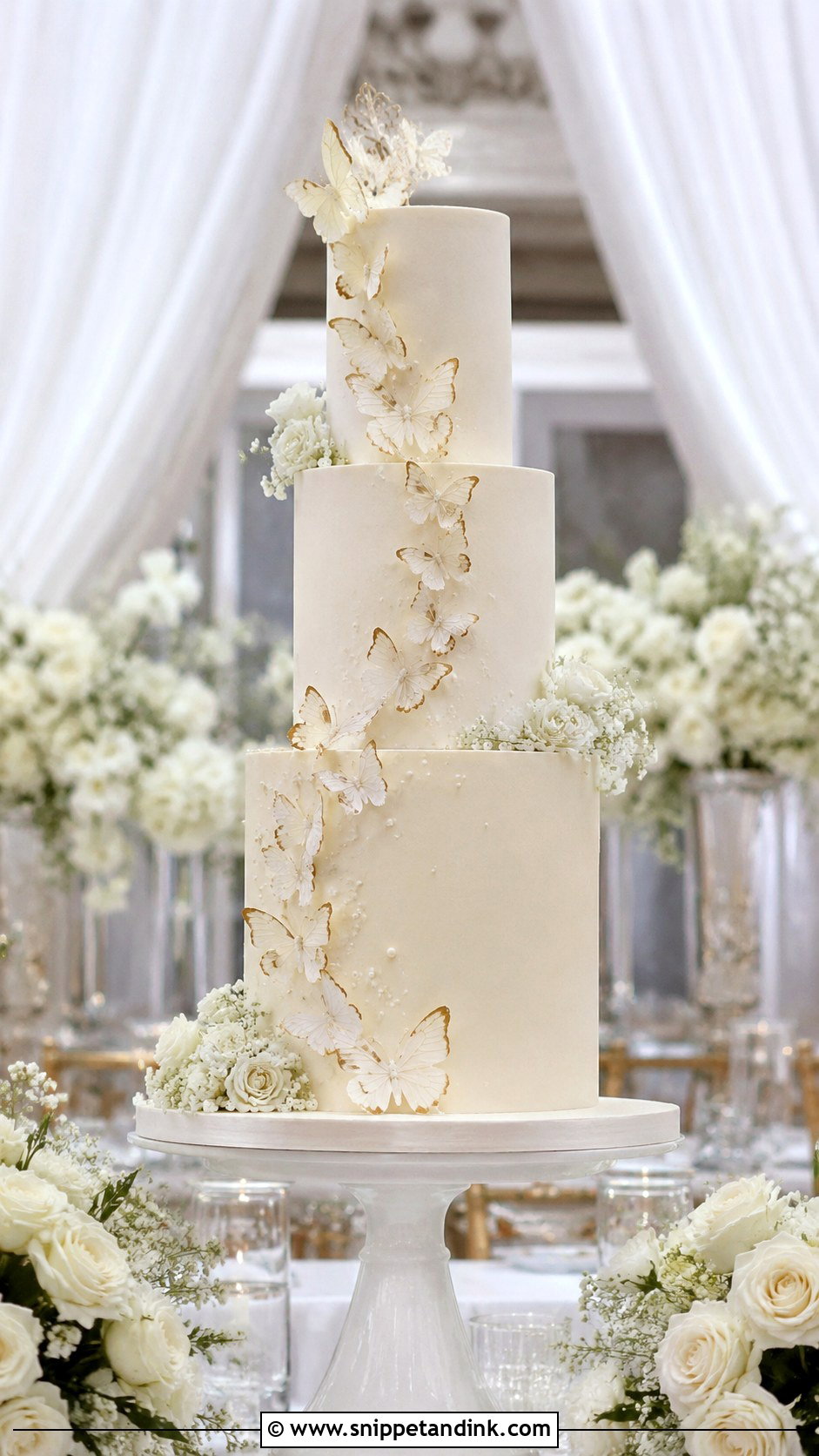 Tall 3 Tier Butterfly Wedding Cake - Snippet and Ink - 20 3 Tier Butterfly Cake Ideas for Wedding