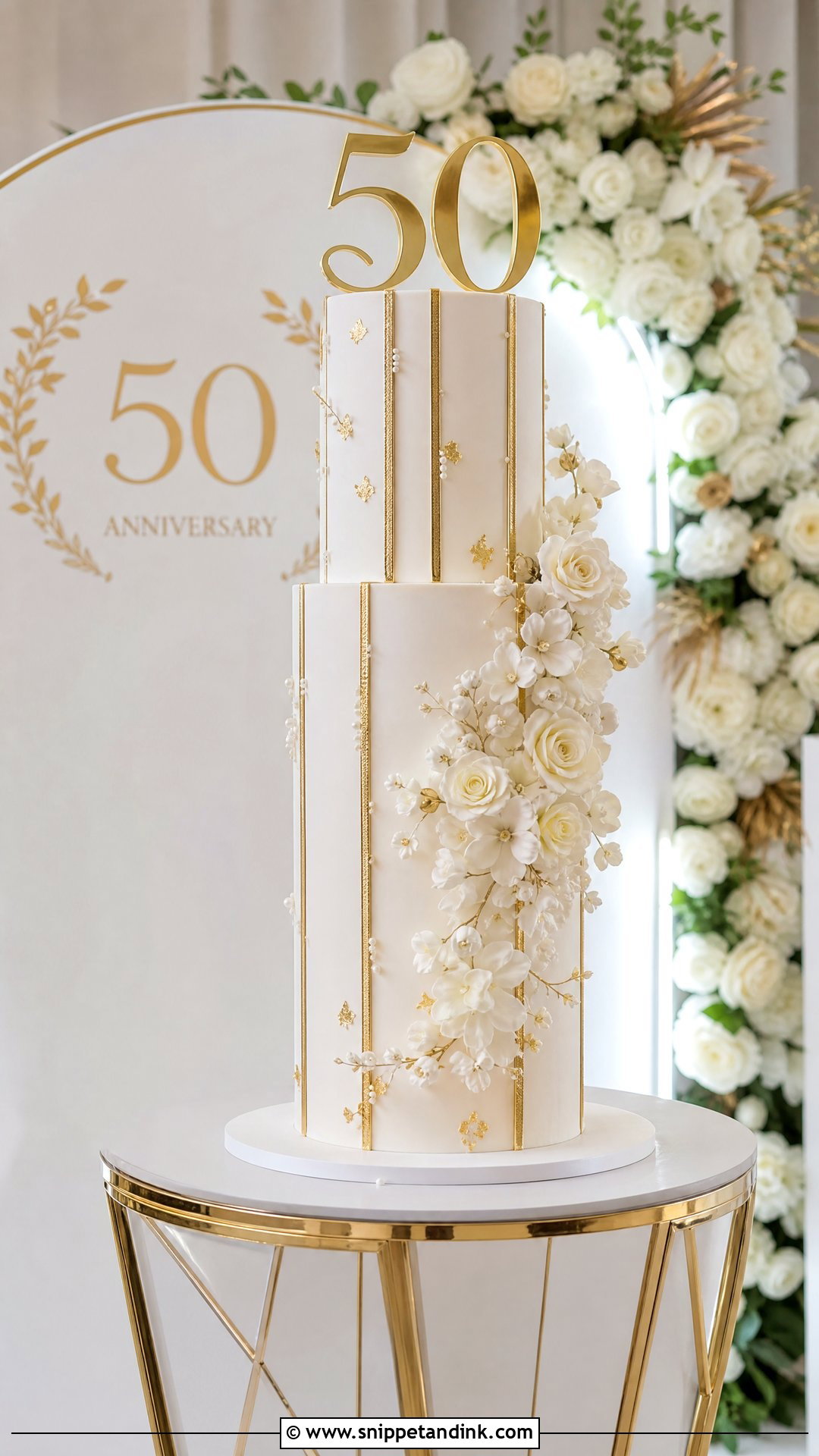 Tall 50th Anniversary Cake - Snippet and Ink - 25 50th Wedding Anniversary Cakes
