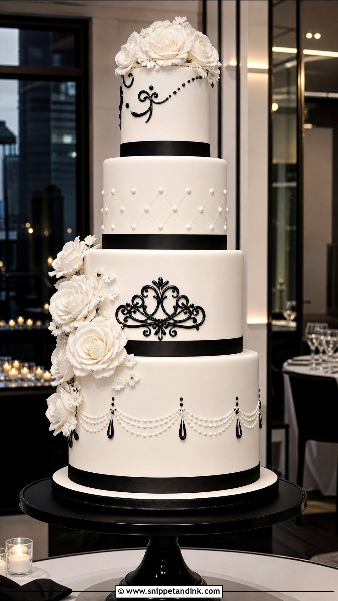 Tall Black And White Wedding Cake - Snippet and Ink - 25 Tall Cakes for Wedding