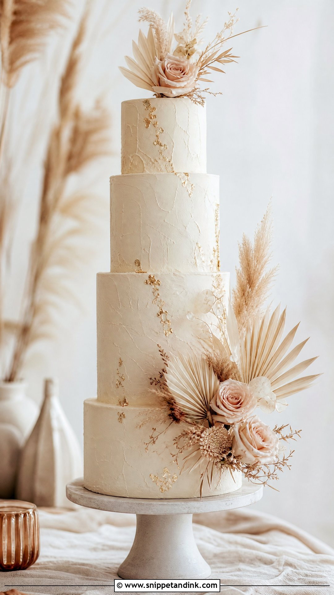 Tall Boho Wedding Cake - Snippet and Ink - 25 Tall Cakes for Wedding