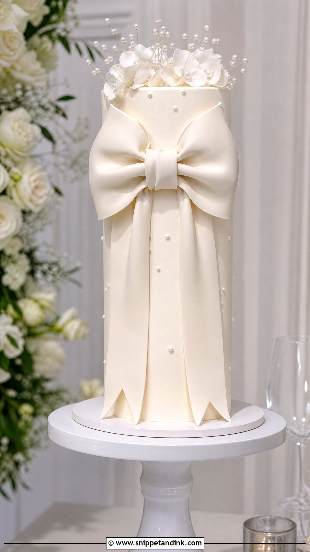 Tall Bow Wedding Cake - Snippet and Ink - 35 Bow Cake Ideas for Wedding