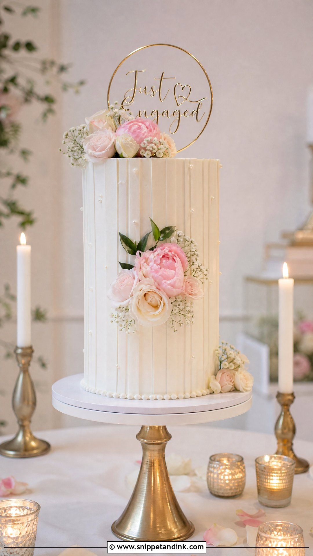 Tall Engagement Cake - Snippet and Ink - 30 Engagement Cake Designs