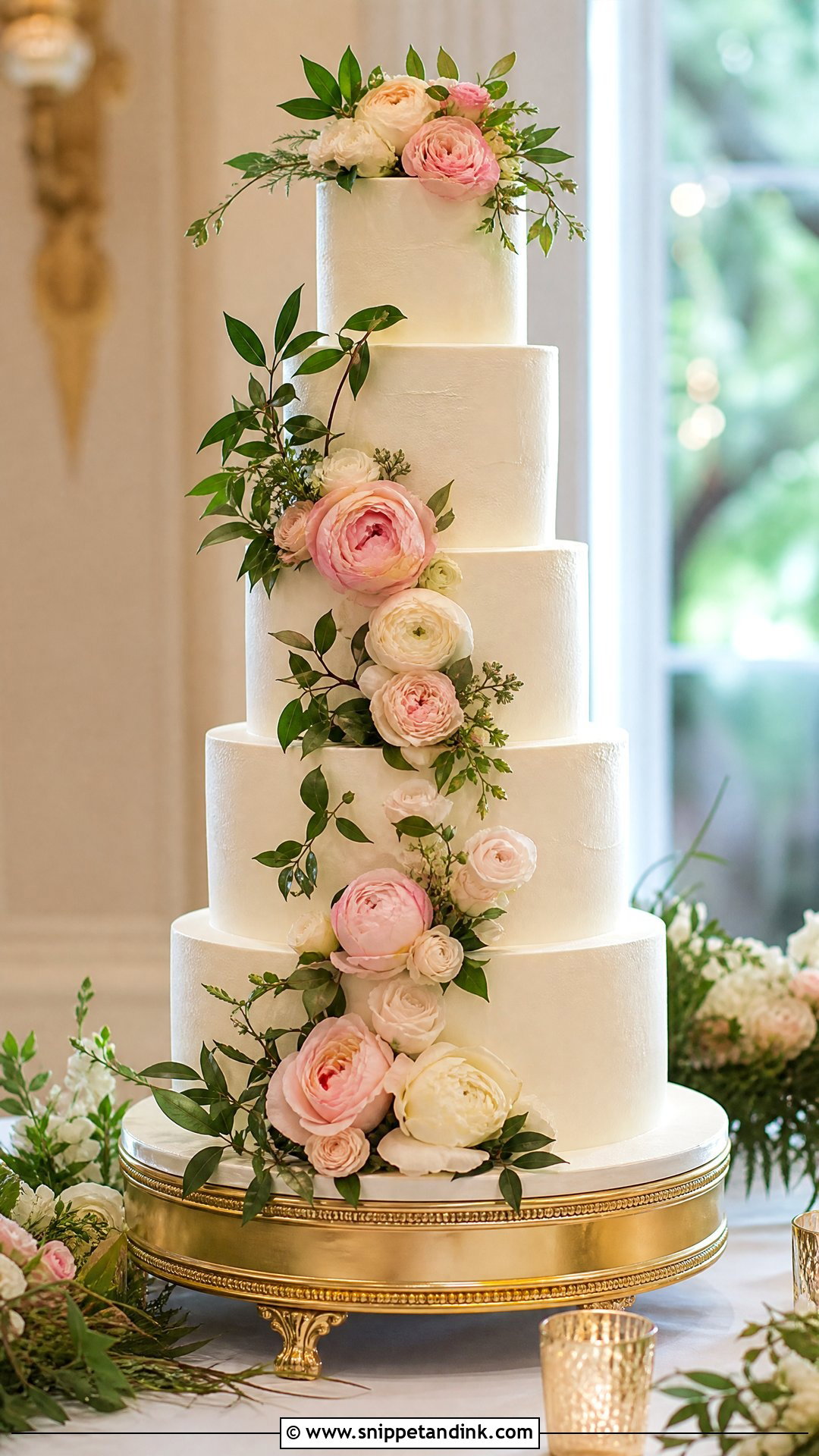 Tall Floral Wedding Cake - Snippet and Ink - 25 Tall Cakes for Wedding