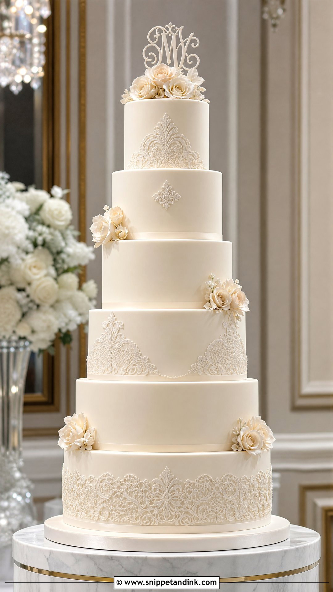 Tall Fondant Wedding Cake - Snippet and Ink - 25 Tall Cakes for Wedding