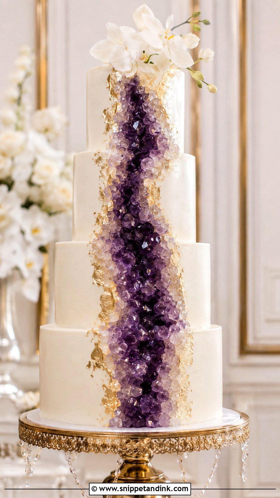 Tall Geode Wedding Cake - Snippet and Ink - 30 Geode Wedding Cakes