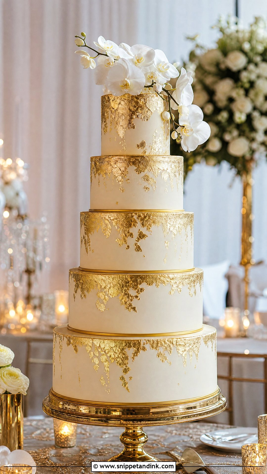 Tall Gold Wedding Cake - Snippet and Ink - 25 Tall Cakes for Wedding