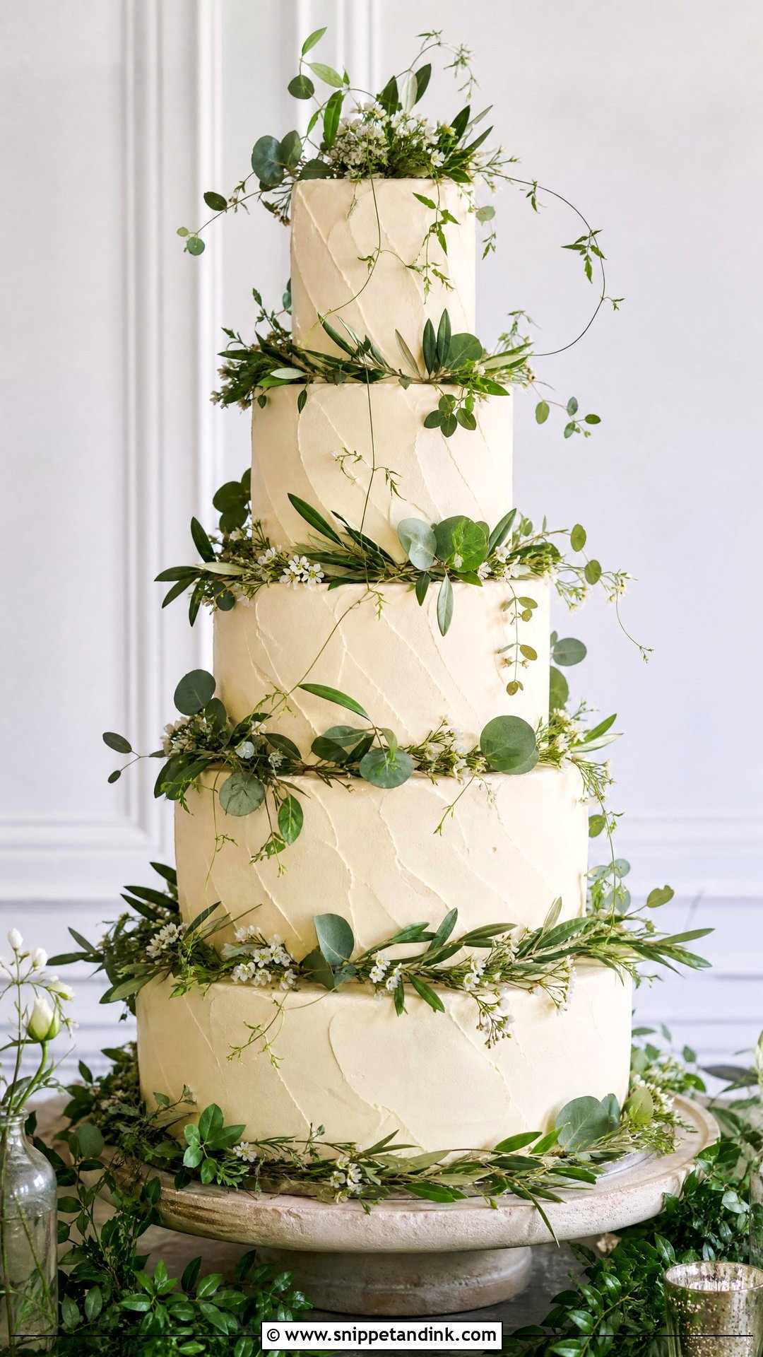 Tall Greenery Wedding Cake - Snippet and Ink - 25 Tall Cakes for Wedding