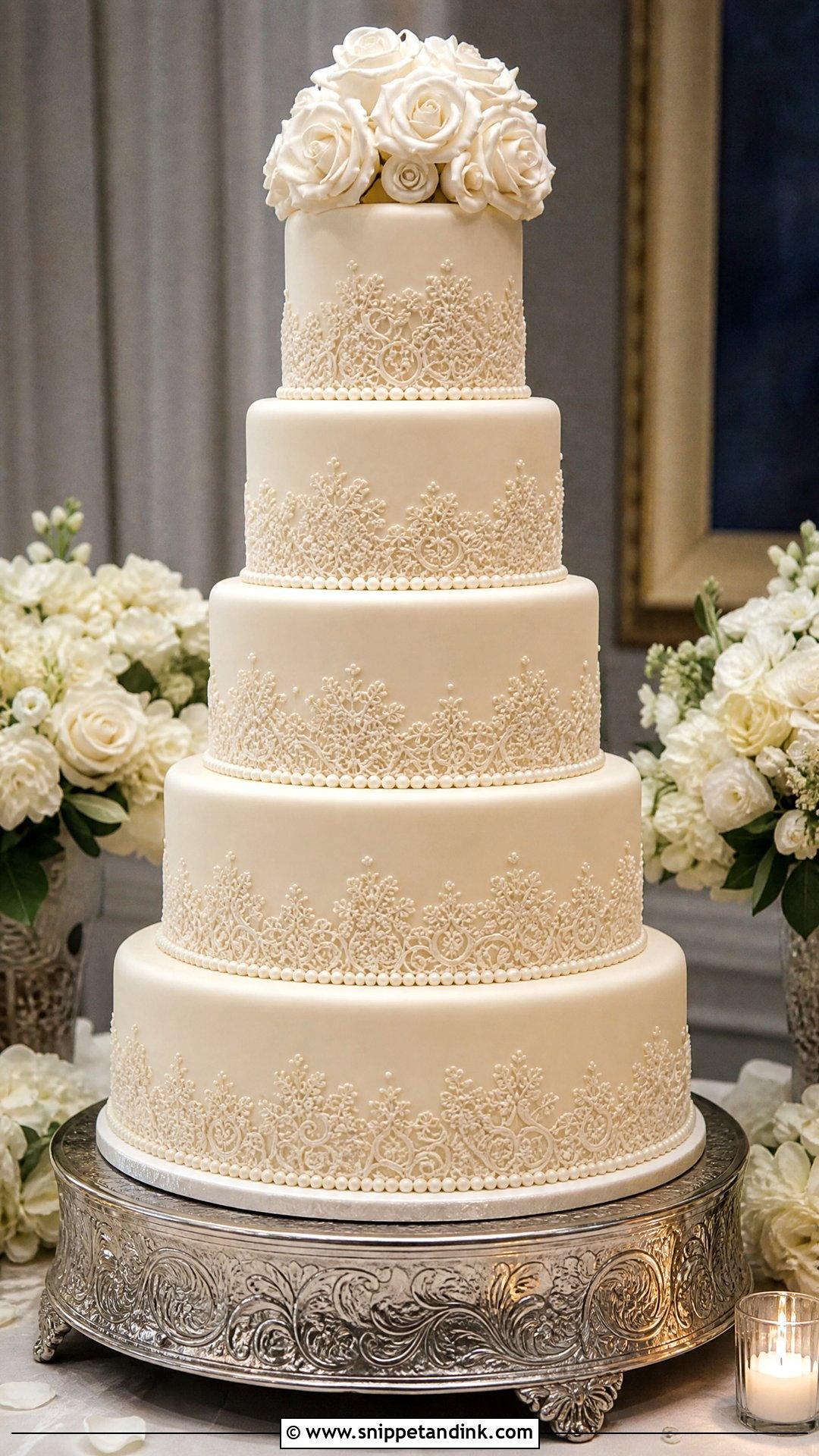 Tall Lace Wedding Cake - Snippet and Ink - 25 Tall Cakes for Wedding