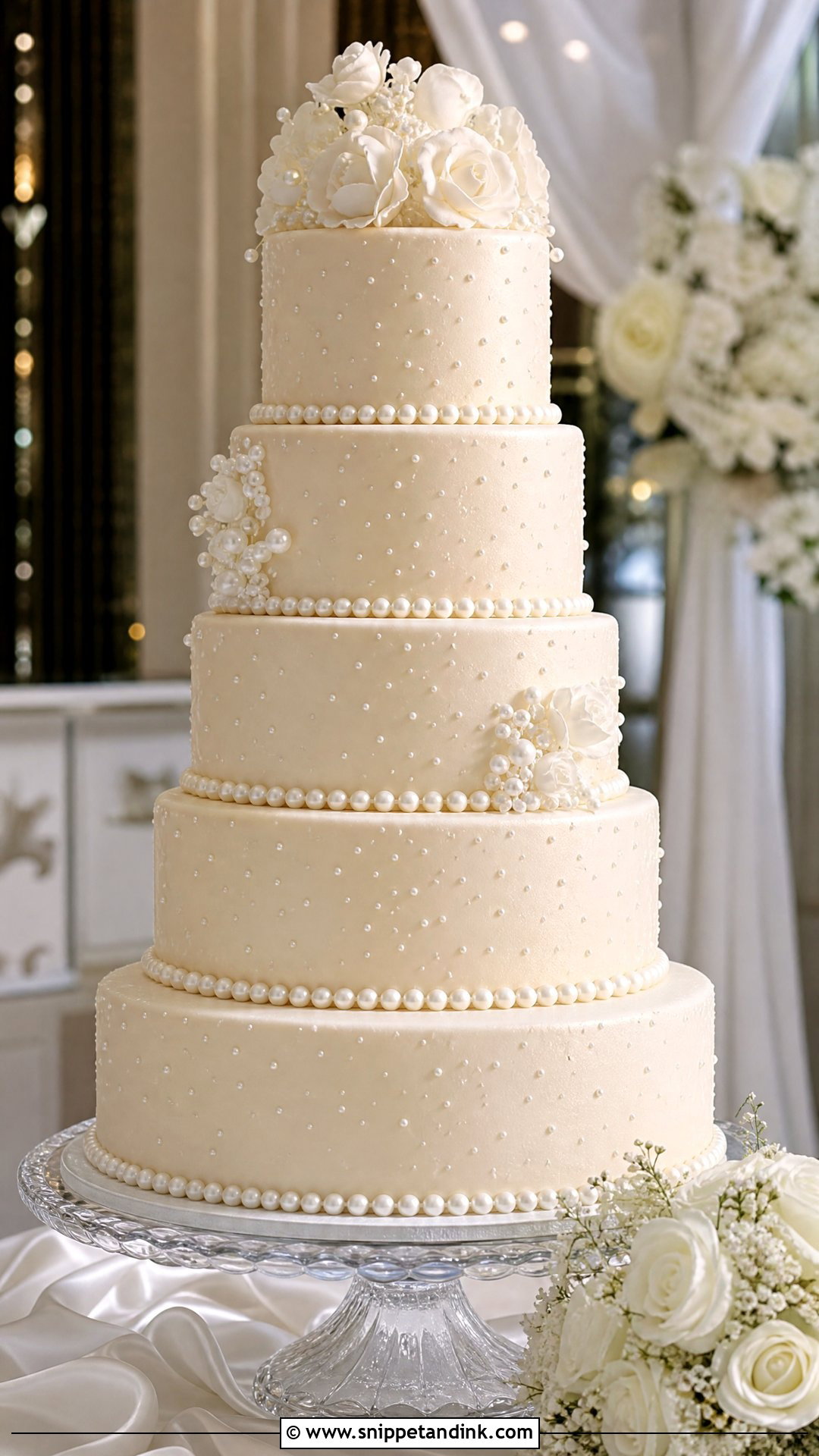 Tall Pearl Wedding Cake - Snippet and Ink - 25 Tall Cakes for Wedding