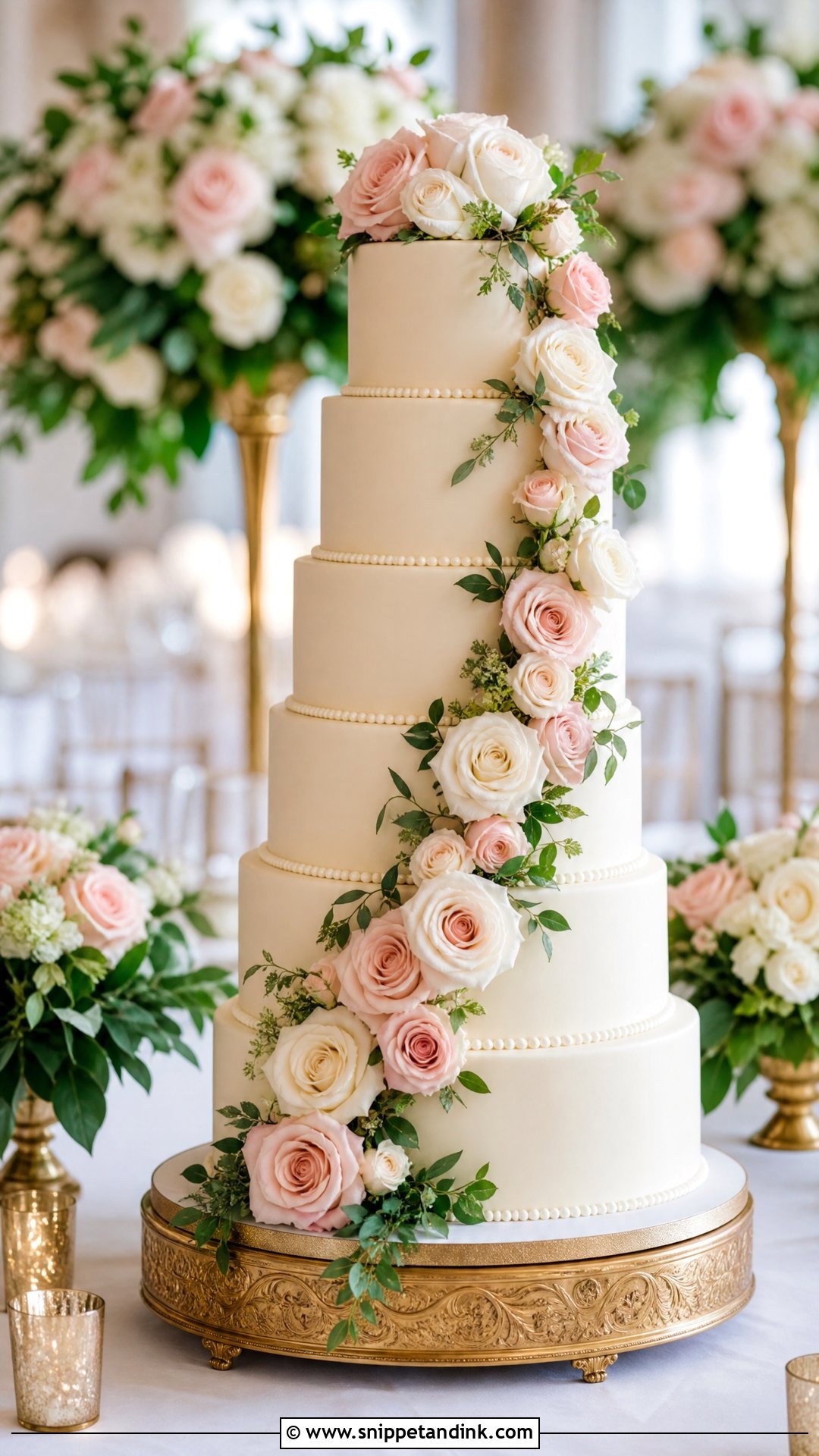Tall Rose Wedding Cake - Snippet and Ink - 25 Tall Cakes for Wedding
