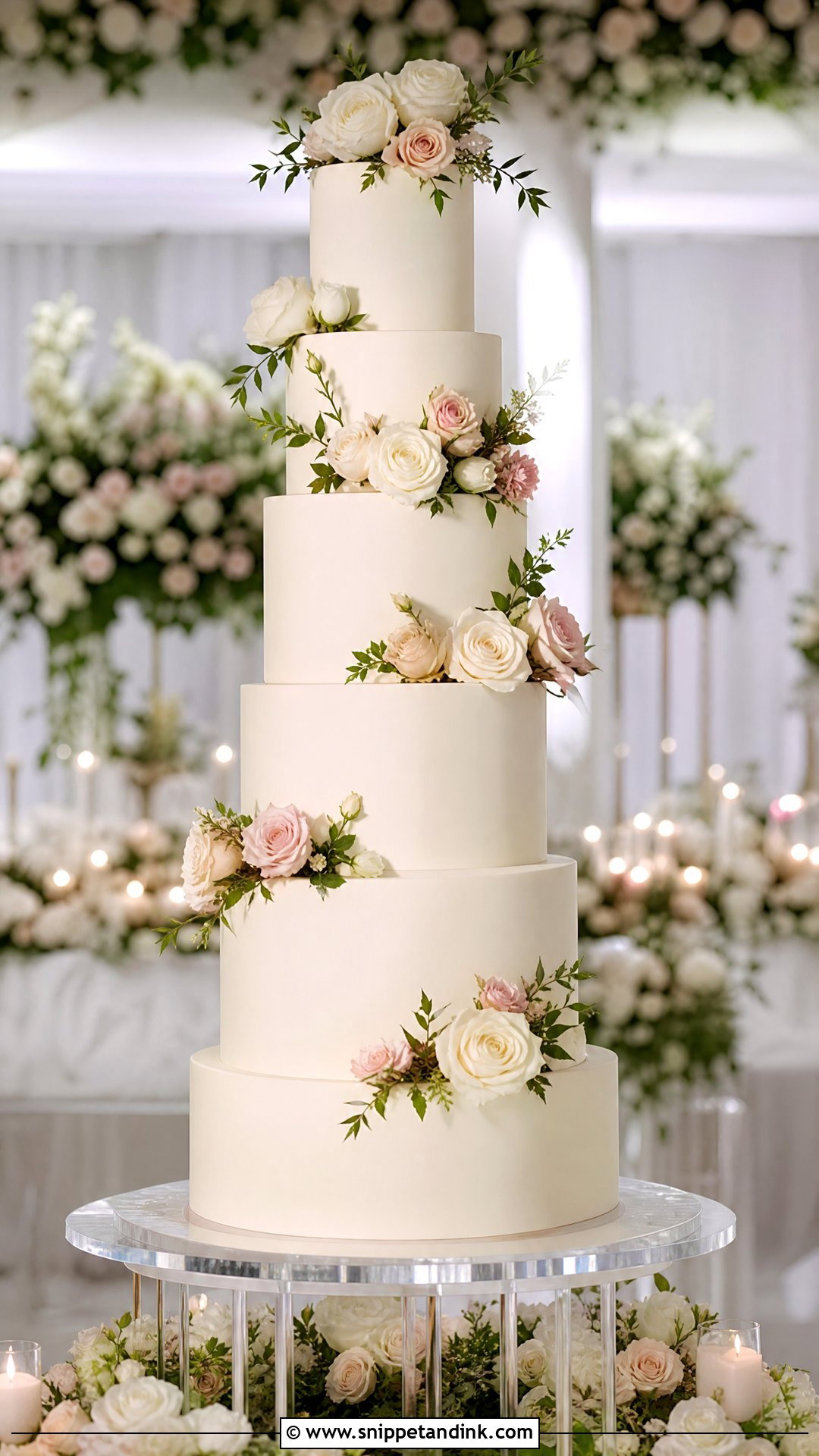 Tall Rose Wedding Cake - Snippet and Ink - 20 Roses Cake Design Ideas for Wedding