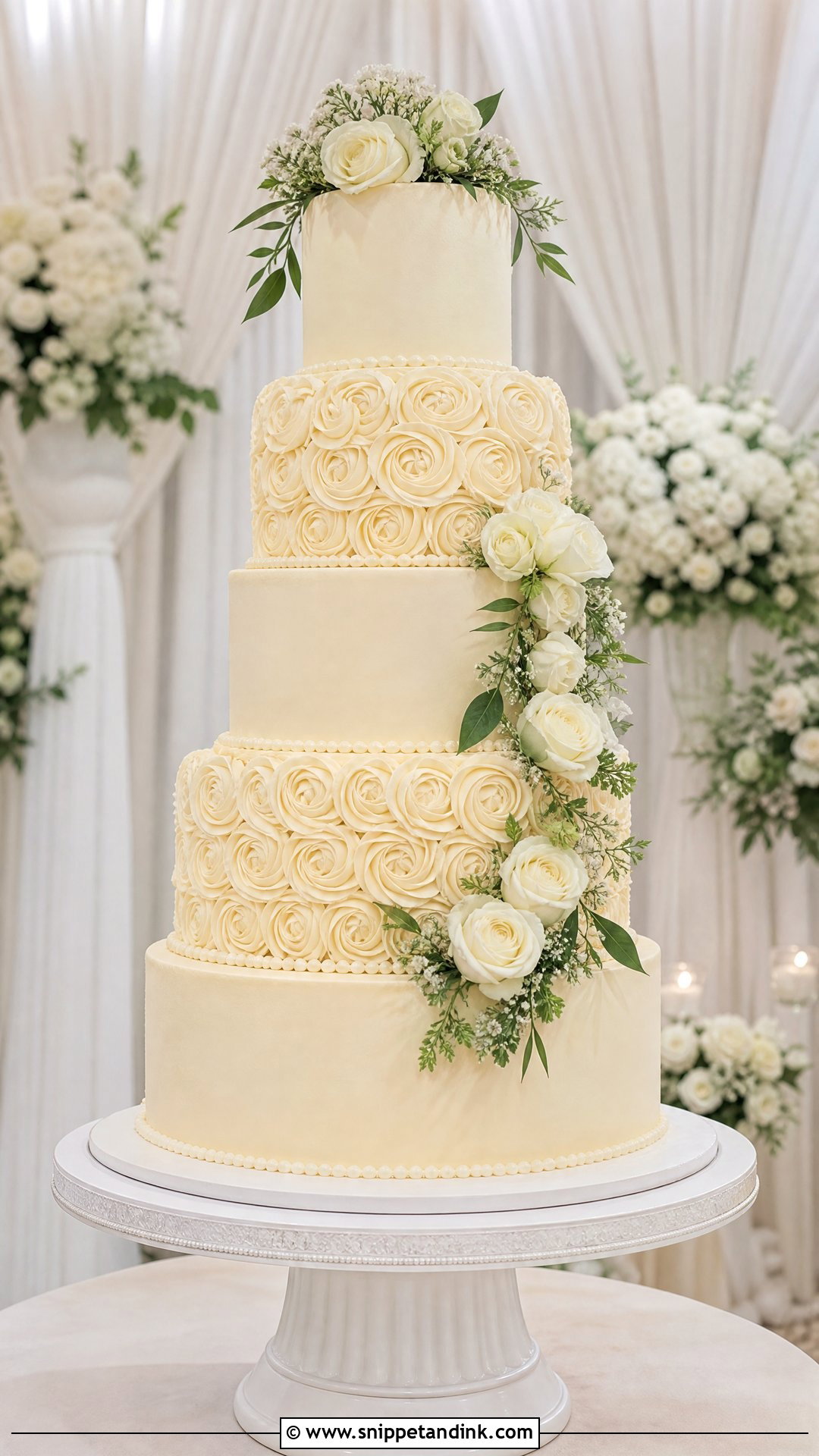 Tall Rosette Wedding Cake - Snippet and Ink - 30 Rosette Cake Ideas for Wedding