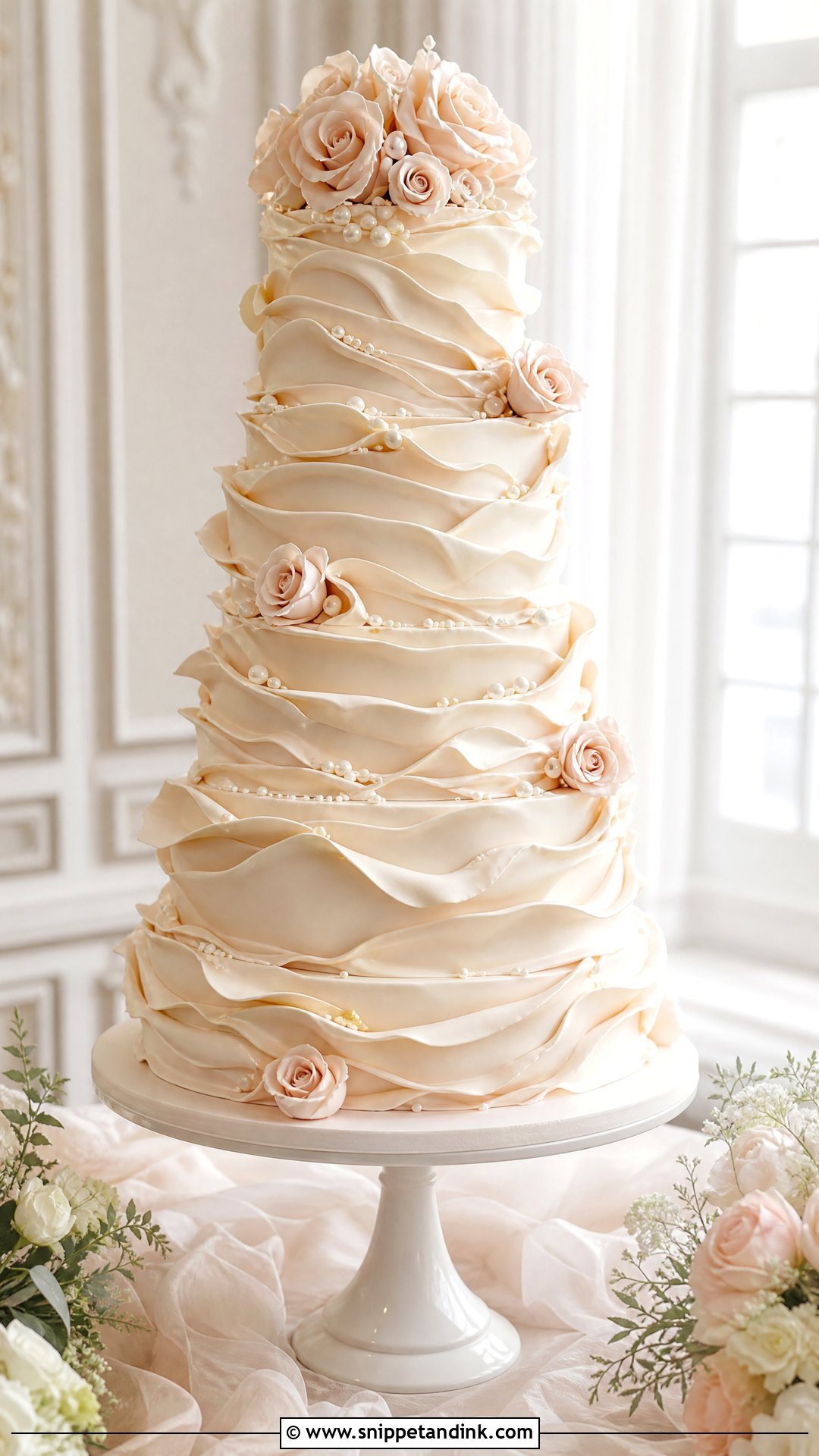 Tall Ruffle Wedding Cake - Snippet and Ink - 25 Tall Cakes for Wedding