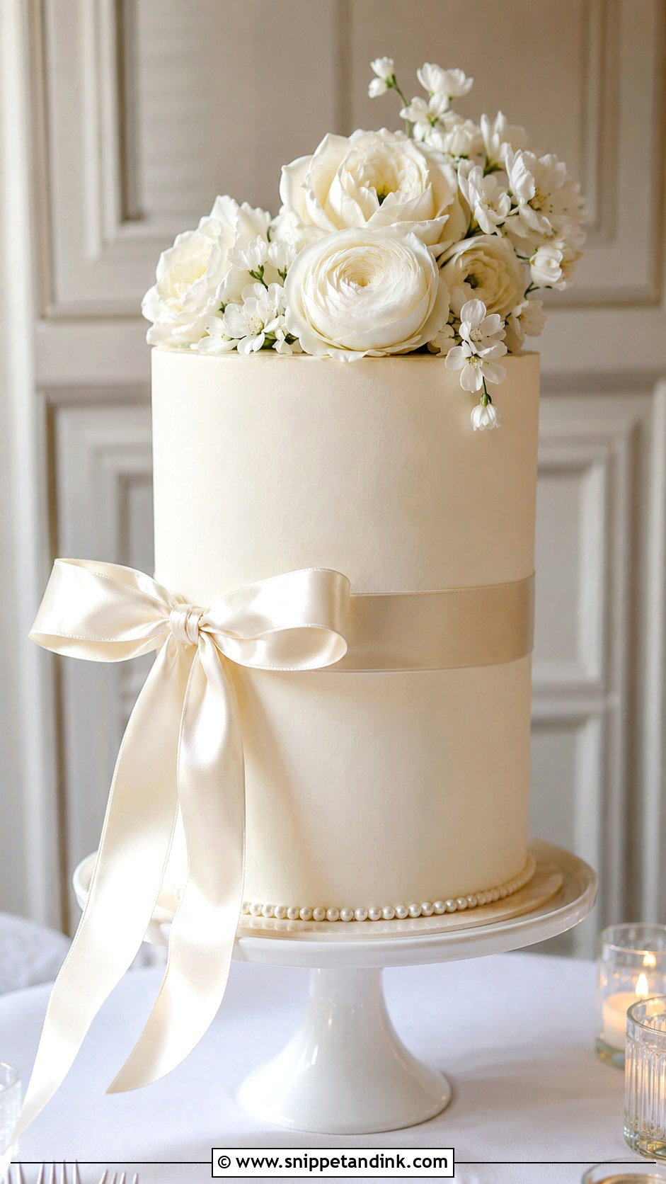 Tall Single Tier Wedding Cake - Snippet and Ink - 20 Sophisticated Wedding Cake Ideas