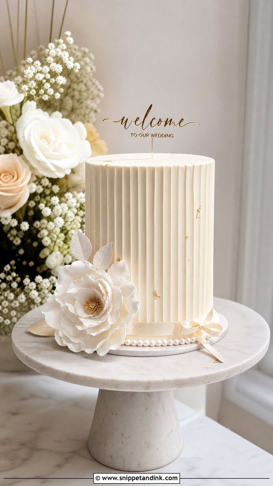Tall Single Tier Welcome Wedding Cake - Snippet and Ink - 30 Welcome Cake Ideas for Wedding