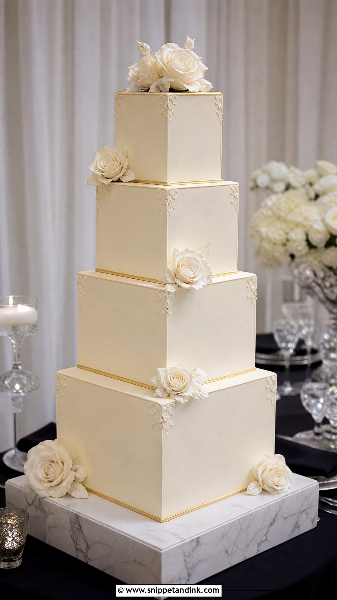 Tall Square Wedding Cake - Snippet and Ink - 25 Tall Cakes for Wedding