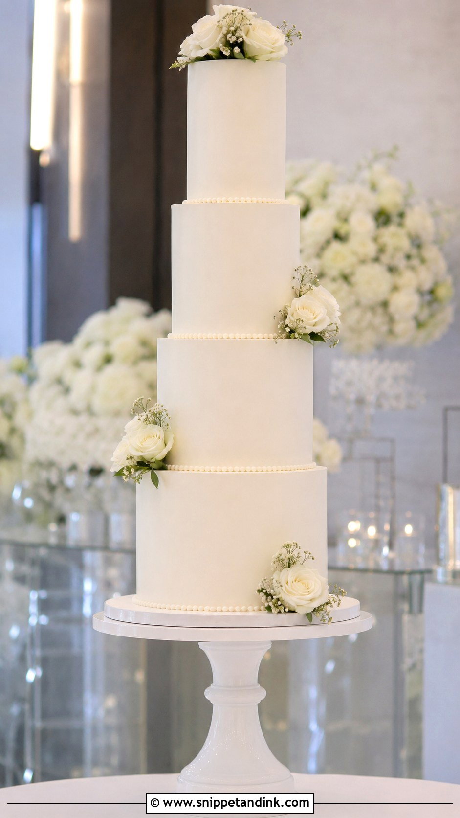 Tall Tier Wedding Cake - Snippet and Ink - 20 Wedding Cakes for 200 Guests