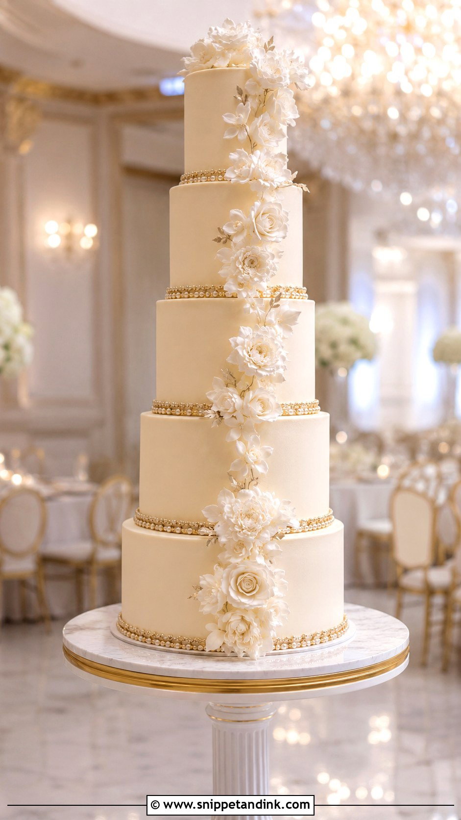 Tall Tiered Wedding Cake - Snippet and Ink - 20 Glitz and Glam Cake Ideas for Wedding
