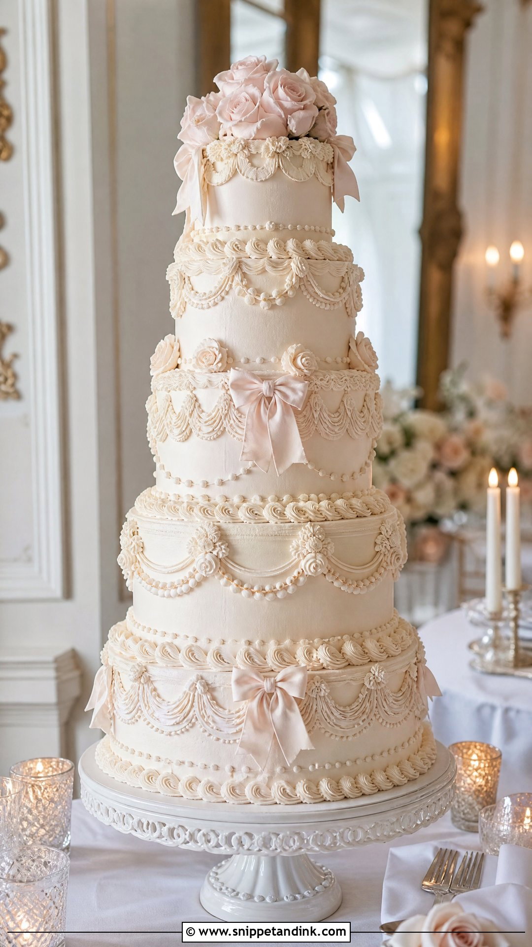Tall Vintage Wedding Cake - Snippet and Ink - 25 Tall Cakes for Wedding