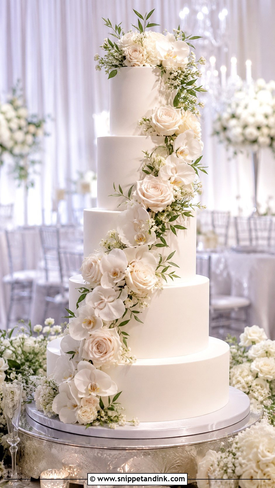Tall Wedding Cake With Fresh Flowers - Snippet and Ink - 20 Cakes with Real Flowers for Wedding