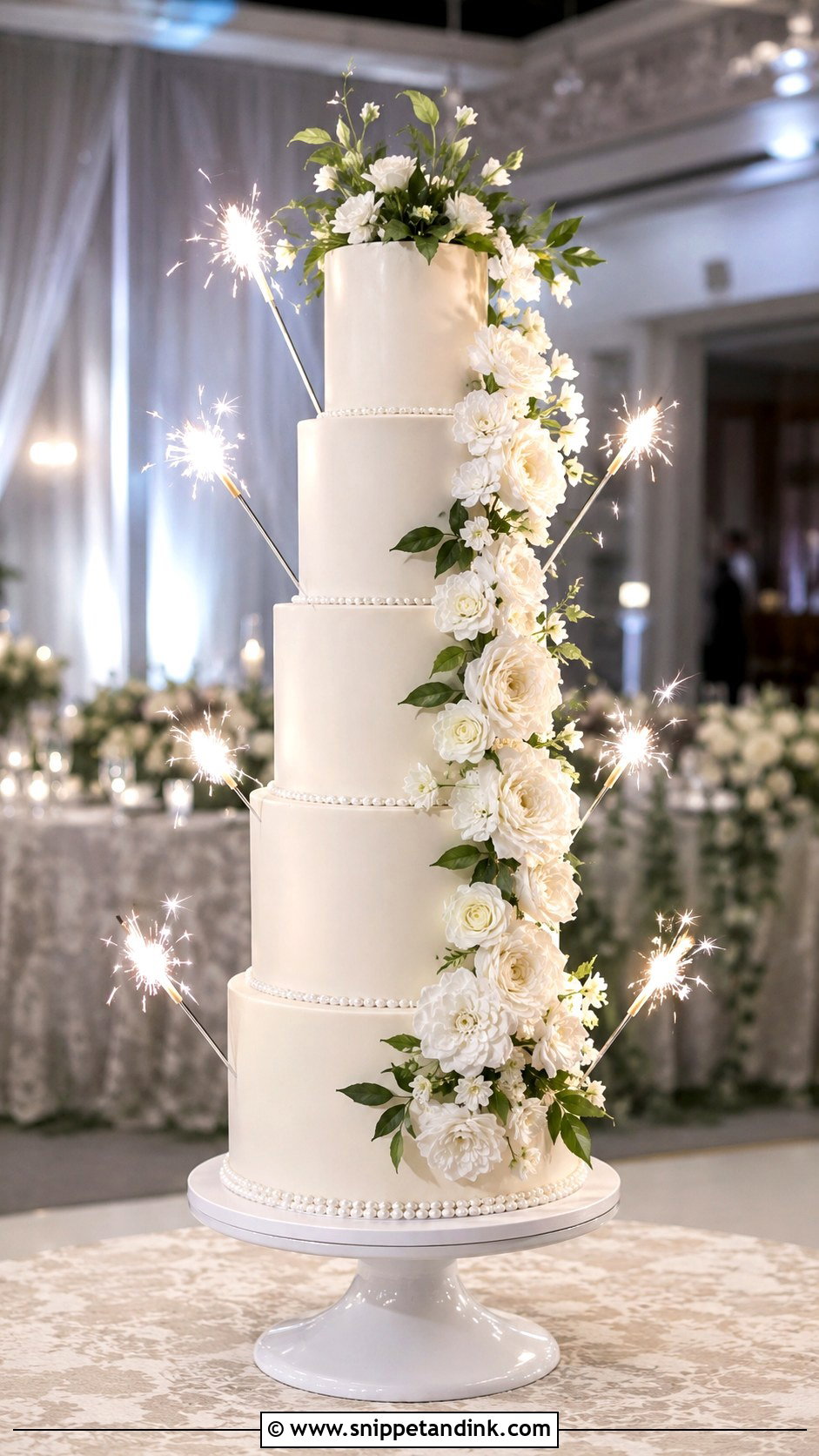Tall Wedding Cake With Sparklers - Snippet and Ink - 20 Cake Ideas with Sparklers for Wedding