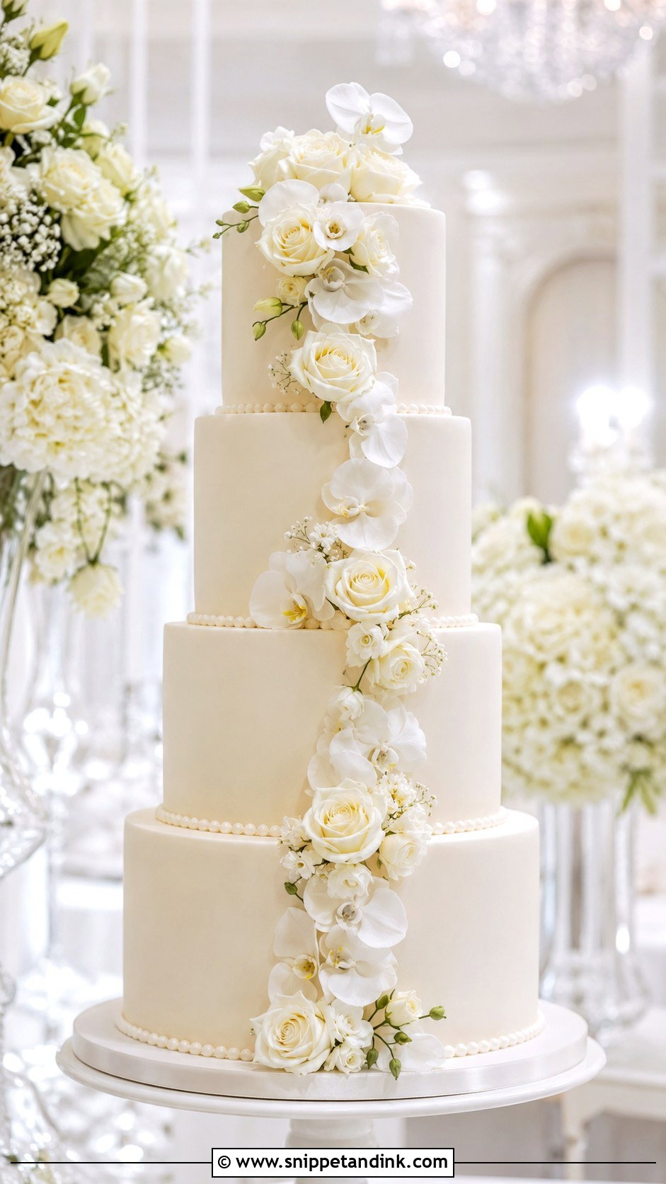 Tall Wedding Cake on Pedestal - Snippet and Ink - 20 Wedding Cake Ideas on Pedestals