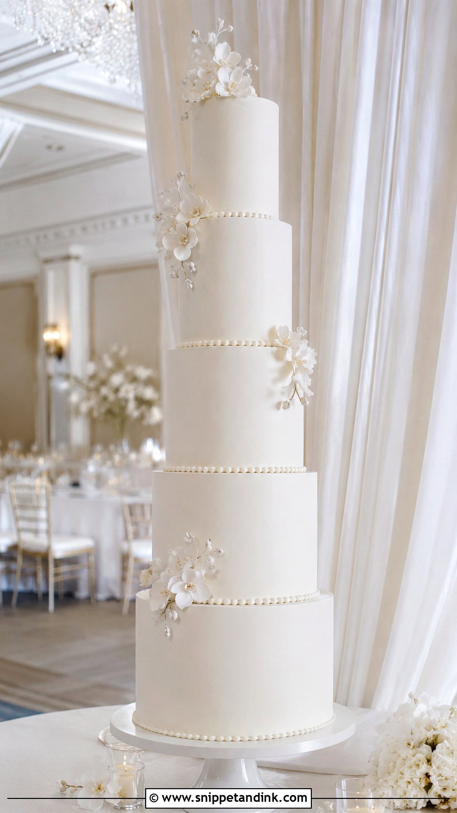 Tall White Wedding Cake - Snippet and Ink - 20 Plain White Wedding Cake Ideas
