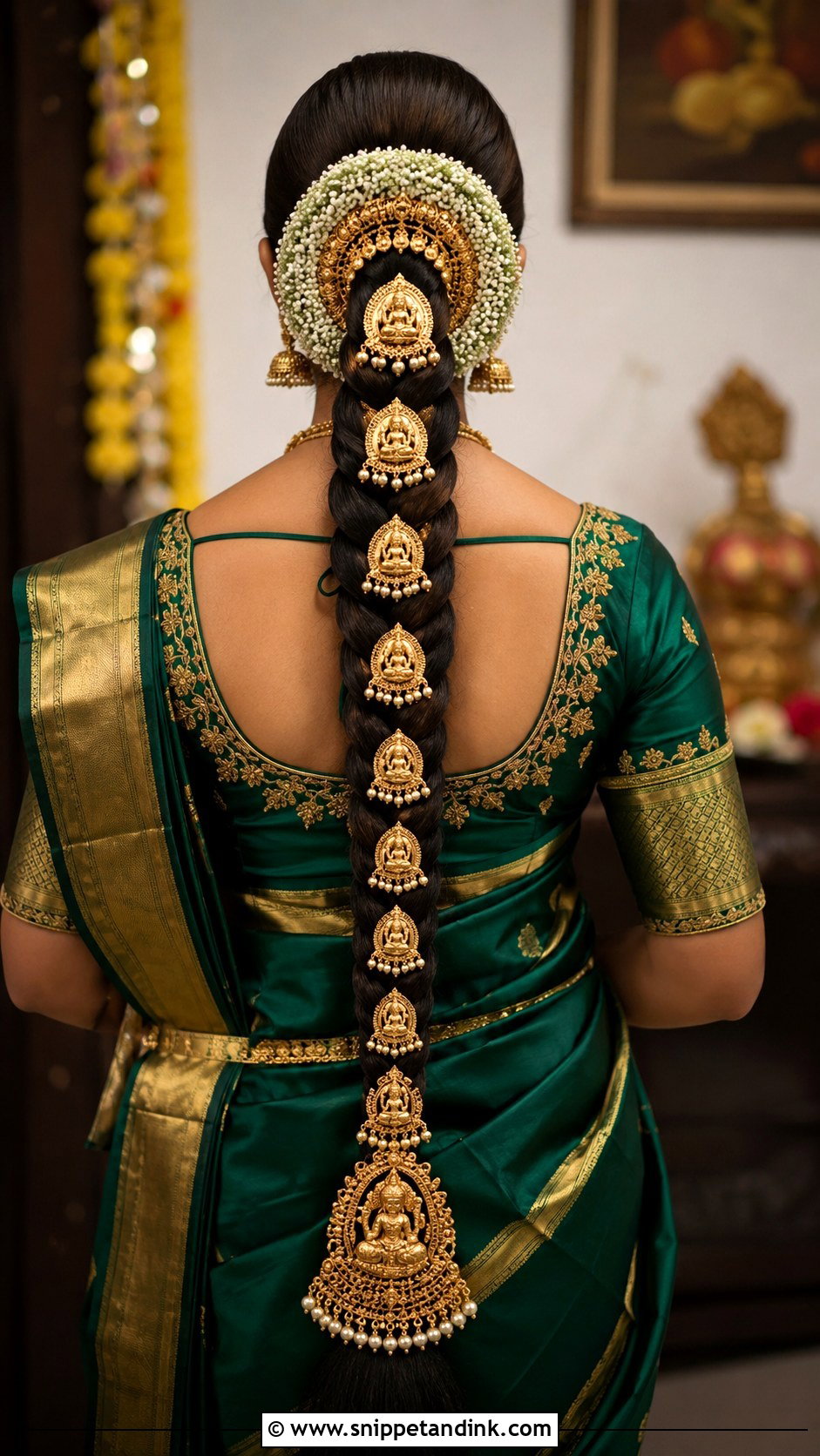 Tamil Bridal Braid With Gold Accessories - Snippet and Ink - 15 Tamil Bridal Hair Ideas