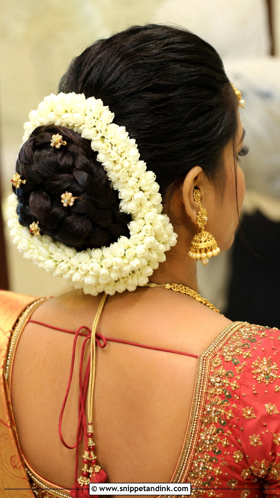 Tamil Bridal Braided Bun With Jasmine - Snippet and Ink - 15 Tamil Wedding Hair Ideas