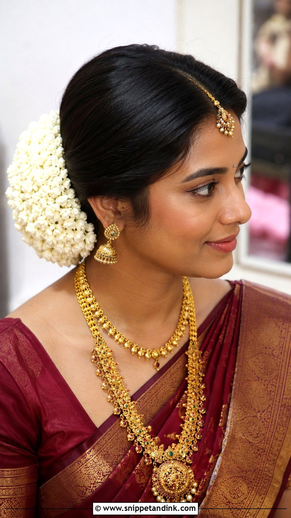 Tamil Bridal Bun With Gajra - Snippet and Ink - 15 Tamil Bridal Hair Ideas