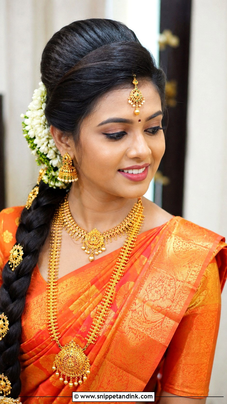 Tamil Bridal Front Puff Jada - Snippet and Ink - 15 Tamil Bridal Hair Ideas