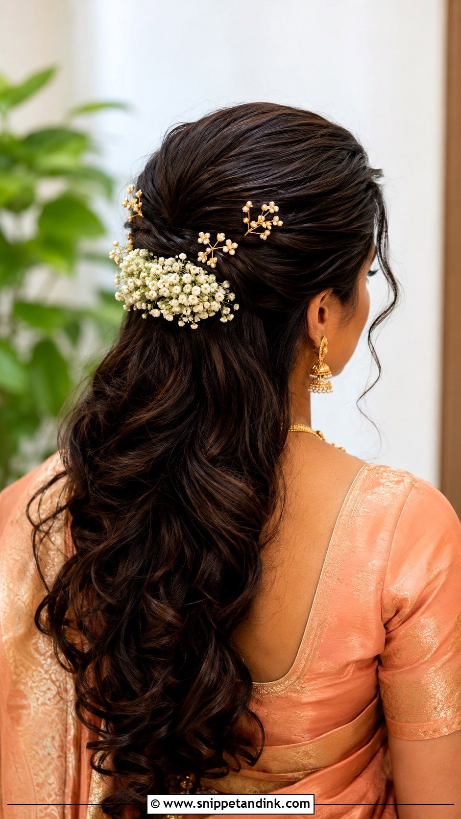 Tamil Bridal Half Up Hairstyle - Snippet and Ink - 15 Tamil Bridal Hair Ideas