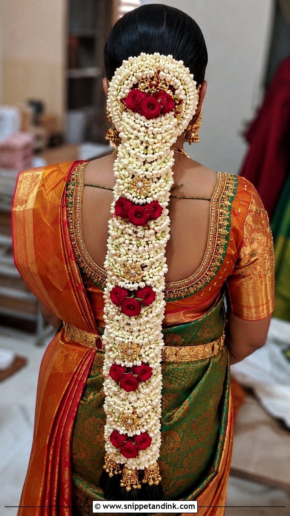 Tamil Bridal High Bun With Temple Jewelry - Snippet and Ink - 15 Tamil Wedding Hair Ideas