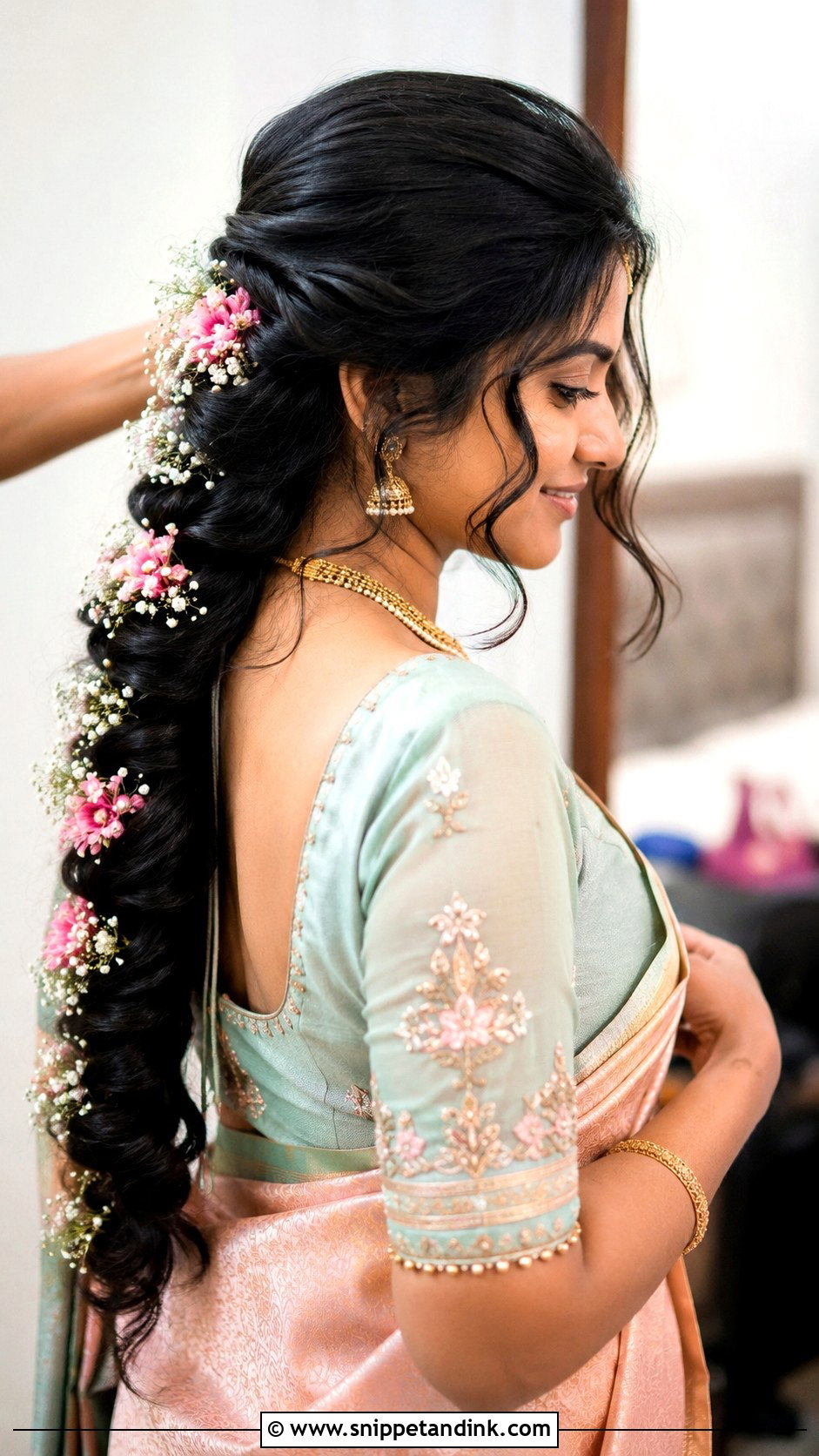 Tamil Bridal Loose Braid With Fresh Flowers - Snippet and Ink - 15 Tamil Wedding Hair Ideas