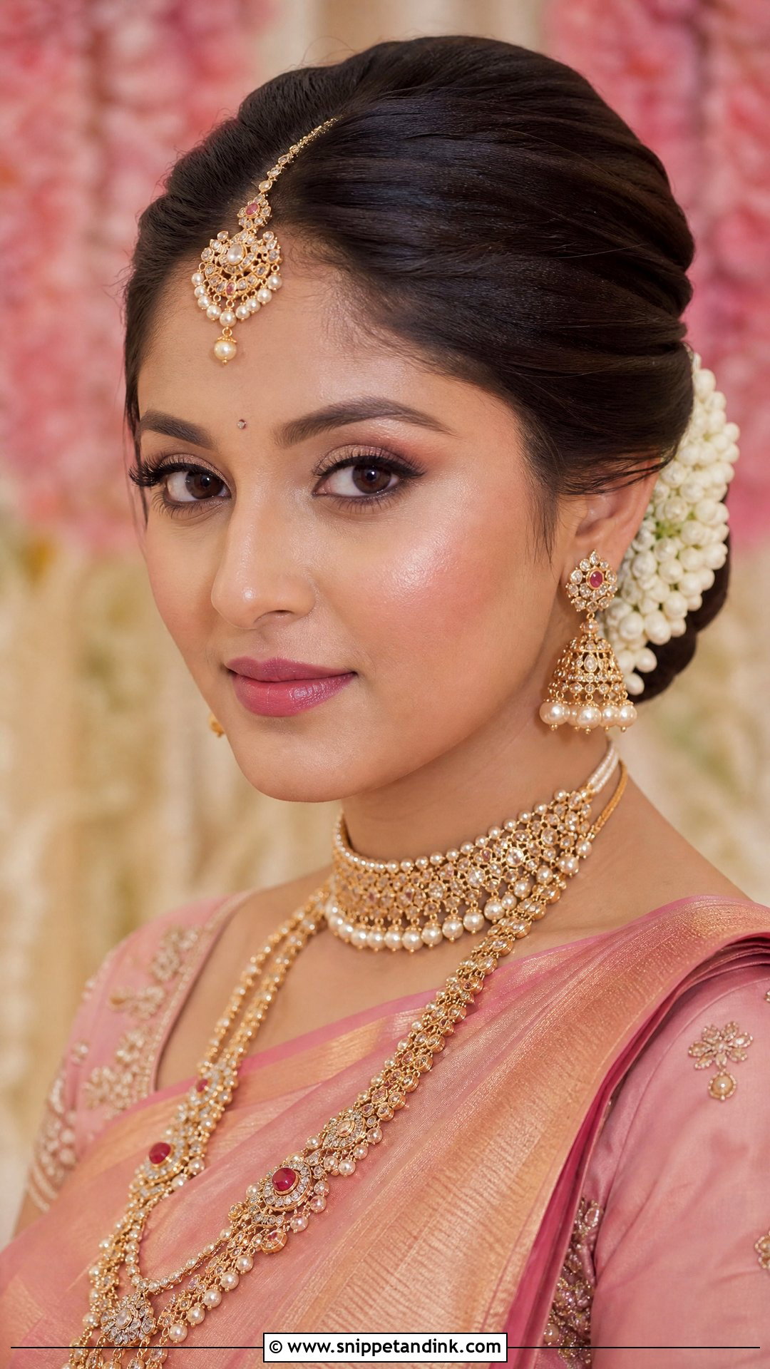 Tamil Bridal Makeup With Pink Lip - Snippet and Ink - 20 Tamil Bridal Makeup Ideas