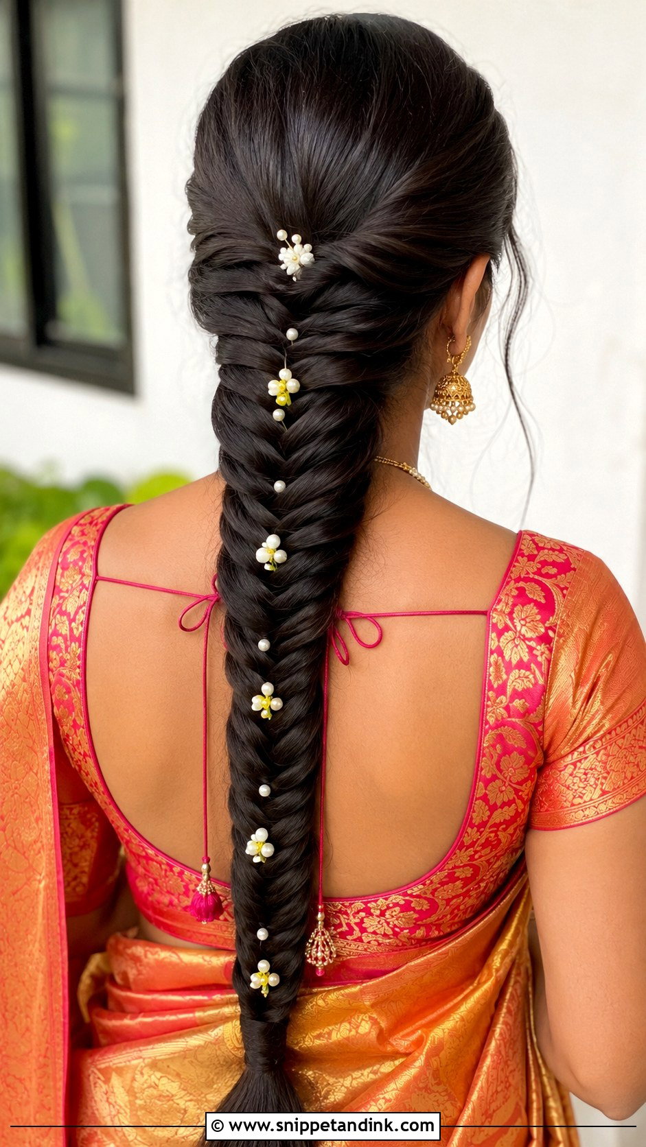 Tamil Bridesmaid Fishtail Braid - Snippet and Ink - 20 Tamil Bridesmaid Hairstyle Ideas