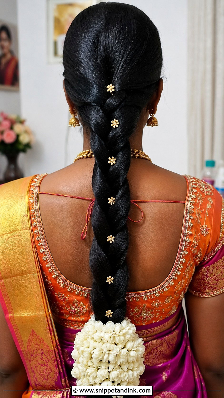 Tamil Bridesmaid Rope Braid - Snippet and Ink - 20 Tamil Bridesmaid Hairstyle Ideas