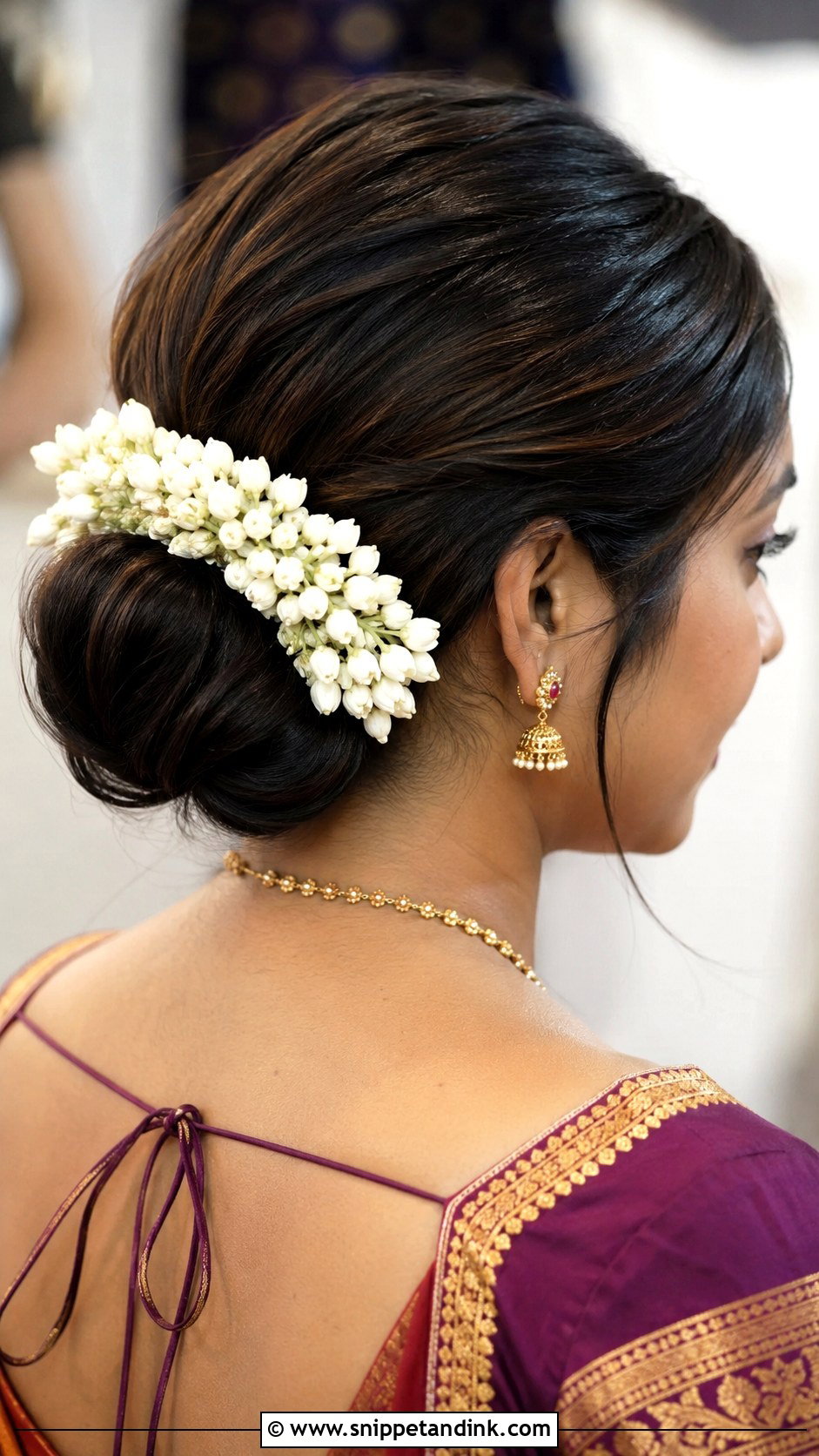Tamil Bridesmaid Short Hair Bun - Snippet and Ink - 20 Tamil Bridesmaid Hairstyle Ideas