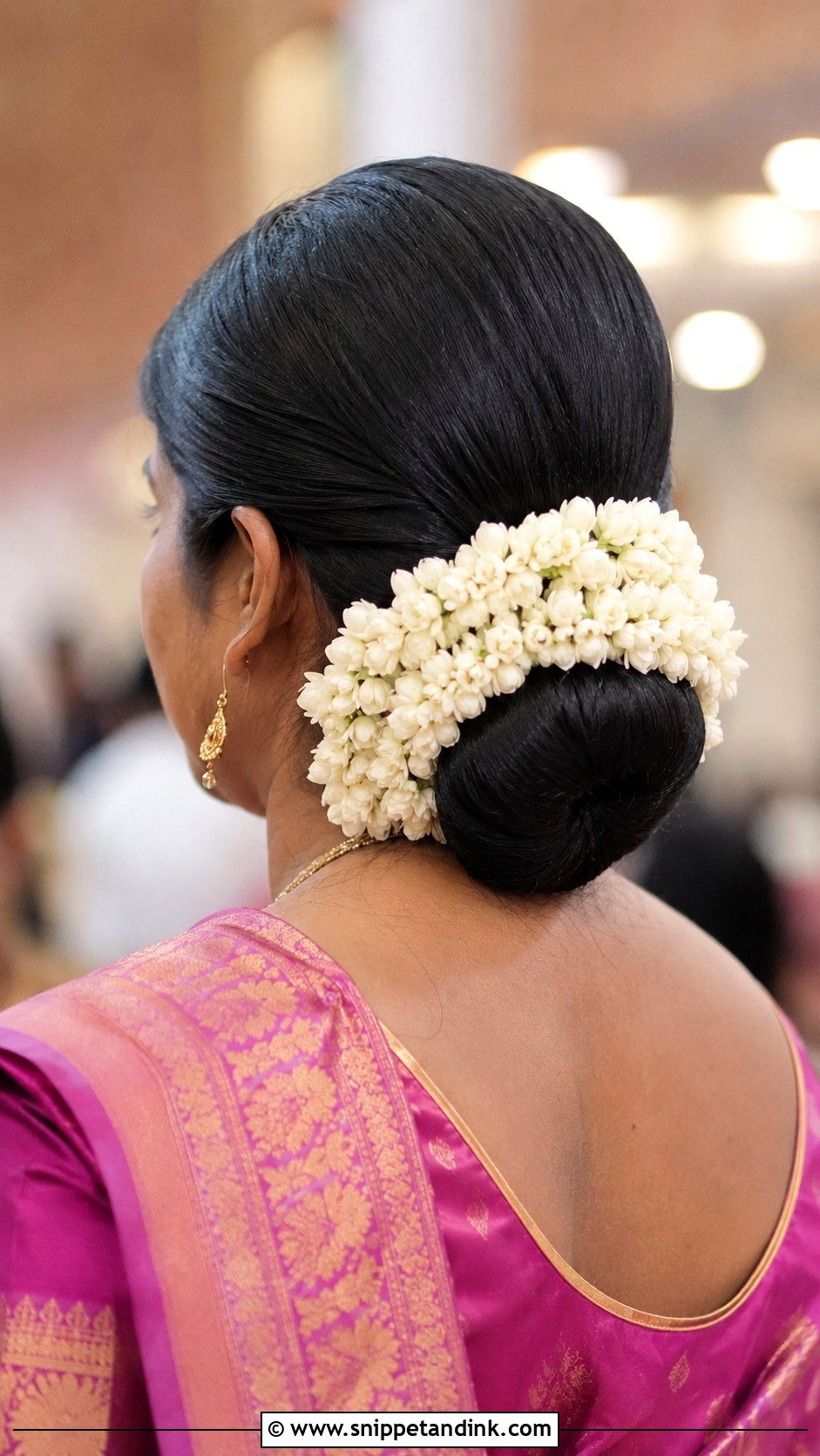 Tamil Wedding Guest Bun With Gajra - Snippet and Ink - 15 Tamil Wedding Hair Ideas