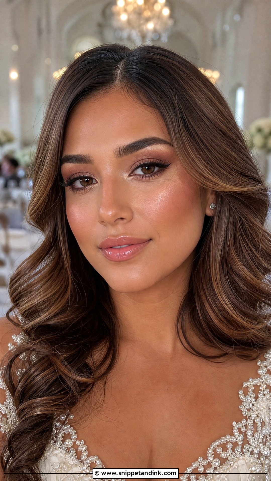 Tan Skin Wedding Makeup With Champagne Highlight - Snippet and Ink - 20 Wedding Makeup Tan Skin Ideas