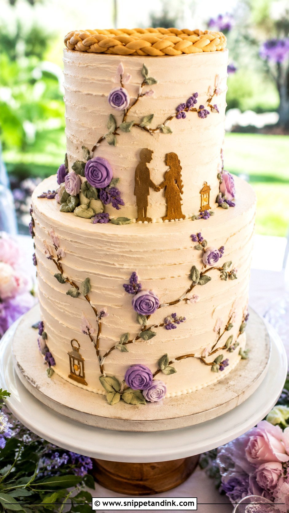 Tangled Buttercream Wedding Cake - Snippet and Ink - 20 Tangled Theme Wedding Cake Ideas